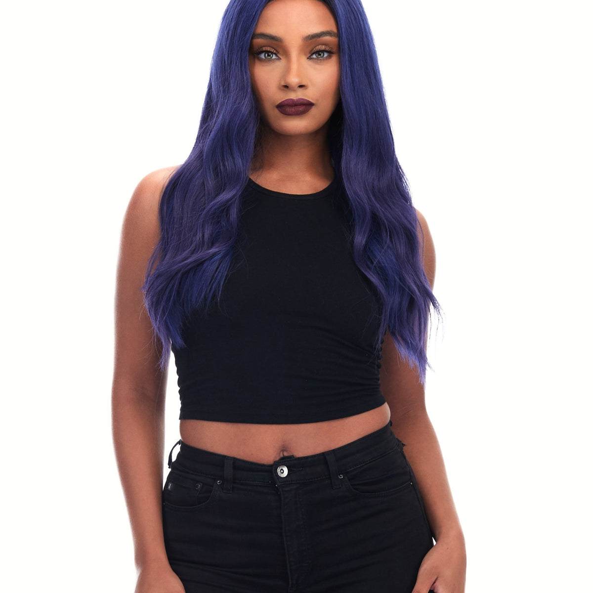 Tokyo Stylez Knight Rider Blue Human Hair Wig 24