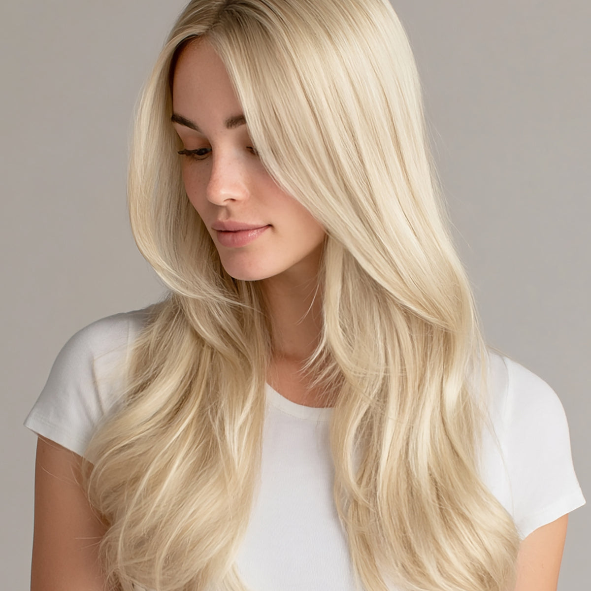 DOORES Classic Clip Seamless Clip, 5pcs 80g 20 Inch Balayage Ash Blonde to Lacer Ultra Thin Seamless Clip in Hair Extensions Light  main image 3