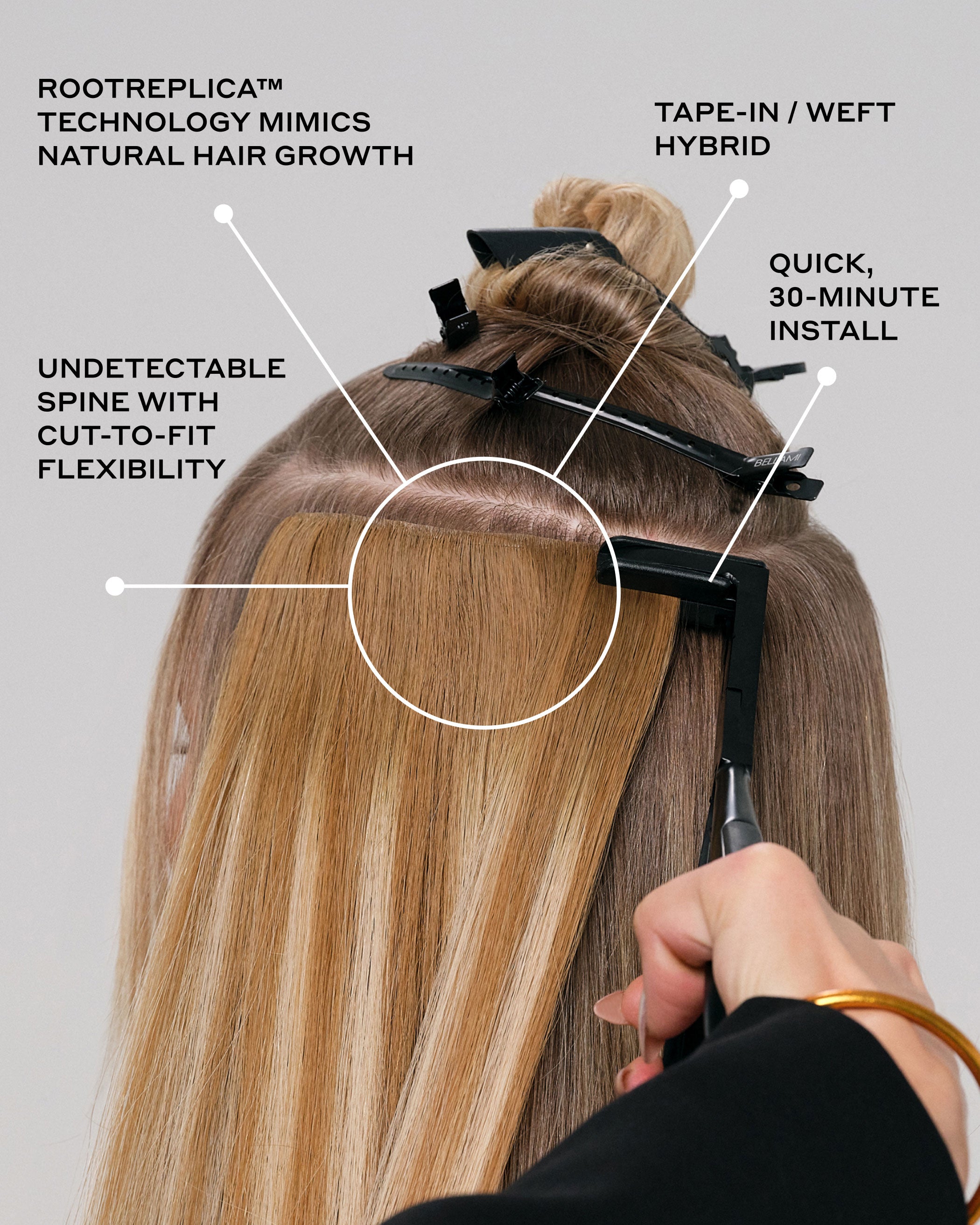 Tape-In Express Weft, Off Black/Mocha Creme #1B/2/6 Rooted