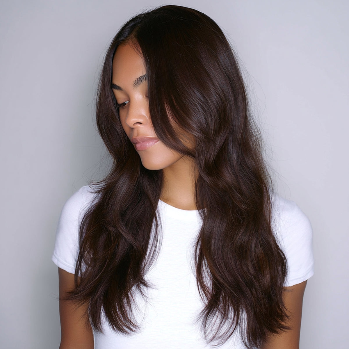 Bellami Hair Clip-in Extensions (sterling silver) Silk Seam Clip-In, Almond Brown| Bellami Hair – BELLAMI Hair main image 2