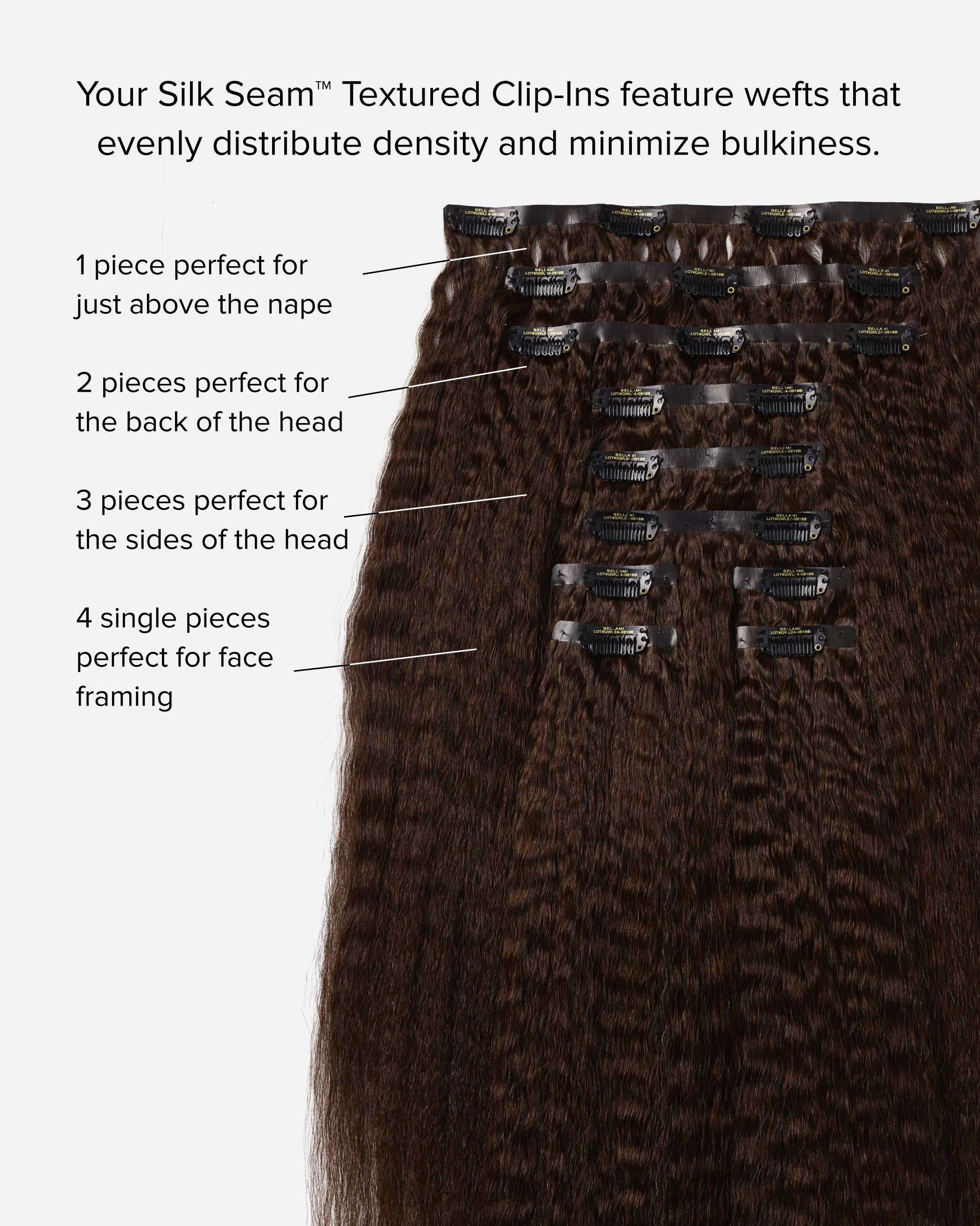 Silk Seam™ Textured Clip-In Hair Extensions - Chestnut Brown