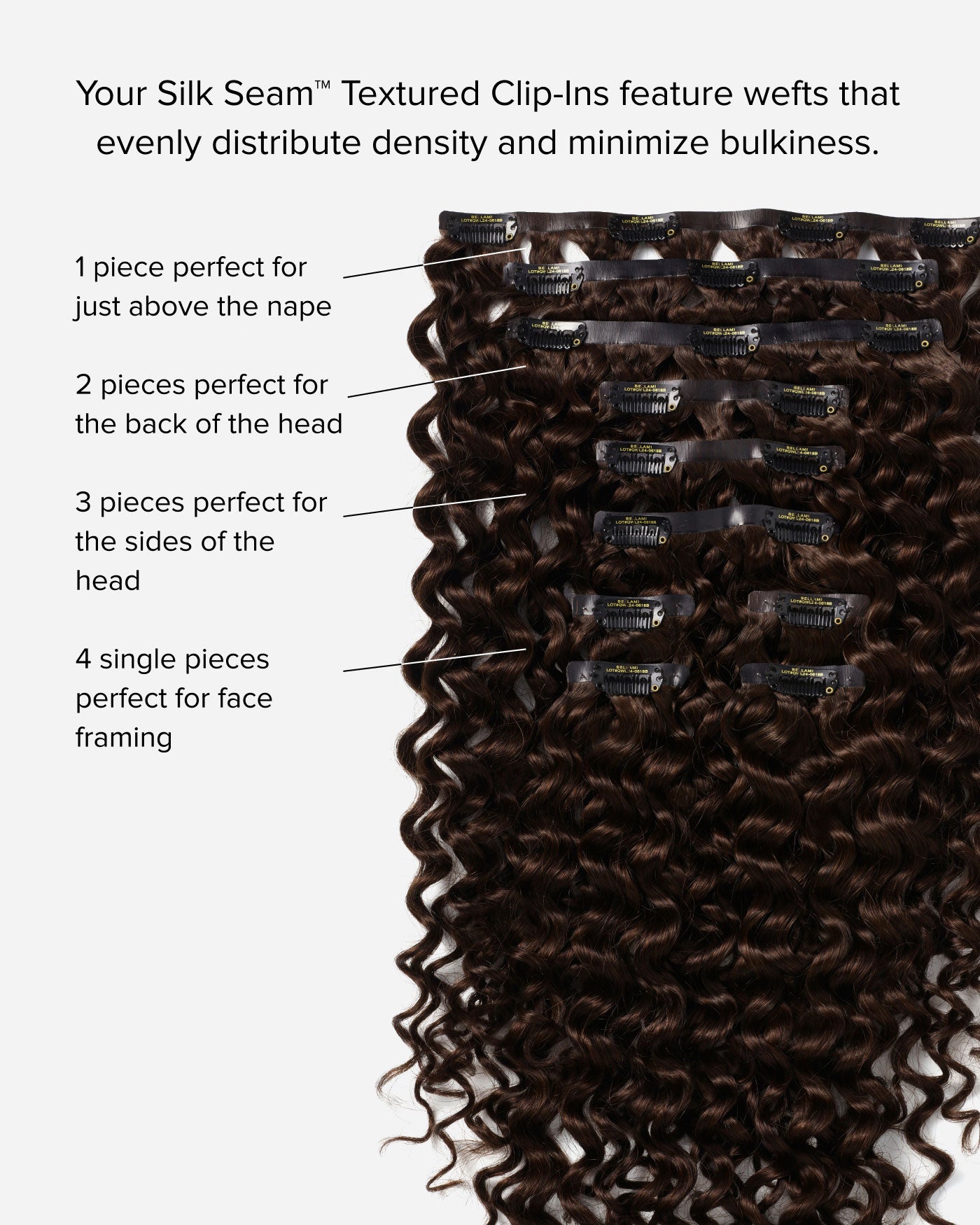 Silk Seam™ Textured Clip-In Hair Extensions - Chestnut Brown - 3A