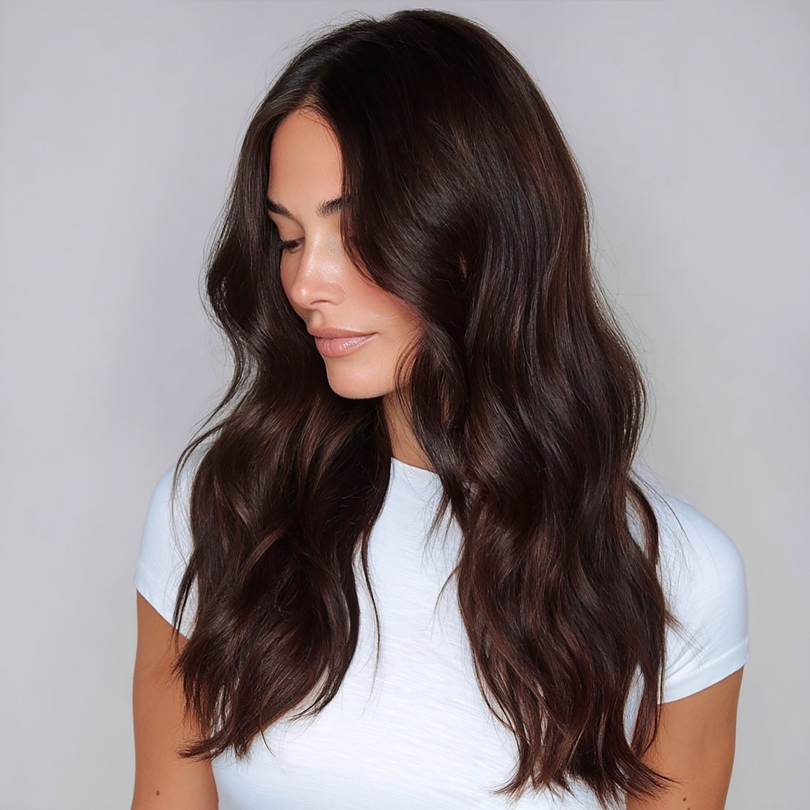 Dark Brown Highlights Clip In Hair Extensions Medium Brown Silk