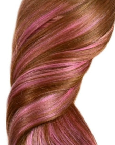 BELLAMI 220g 22" Ombre #6 - Chestnut Brown / Pastel Pink Hair Extensions