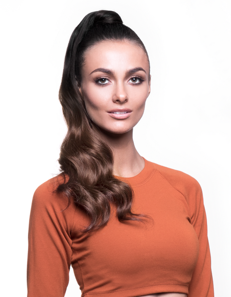 BELLAMI It's A Wrap Ponytail Extension 20" 100g  Balayage Off Black and Chocolate Brown (#1B/#4)