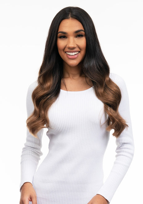 BELLAMI Silk Seam 140g 18" Dark Brown/Ash Brown Ombre (2/8) Hair Extensions